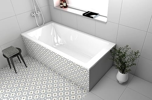 ECOLAM Baignoire rectangulaire en acrylique TAMI 190x90 cm | support en polystyrene a carreler | pieds siphon silicone | original produit | baignoire en acrylique blanc