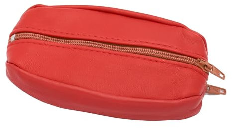 Van Der Rich ® - Porte Monnaie Zip de Deux côtés avec Porte-clés Cuir Agneau - Femme - Homme (Rouge 3)