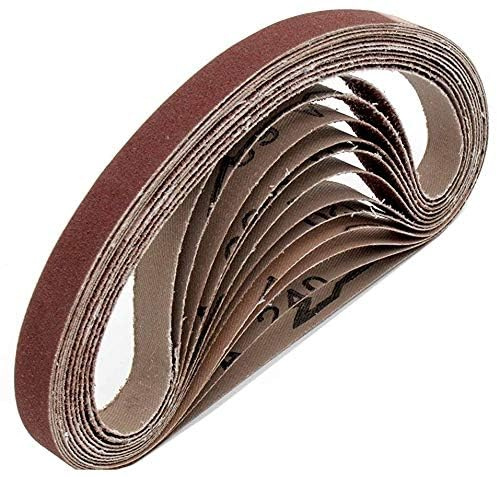 Gewebe-Schleifbänder │ 24 Stück │ 13 x 451 mm │ je 4 x Korn 40/60/80/120/180/240 │ Schleifpapier │ Schleifband-Set