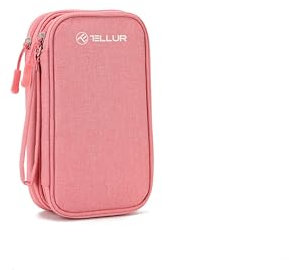 TELLUR Travel Organizer Bag for CABI, Mouse, HDD, SSD, Power Bank, Bag for CABI and Chargers, Two Compartments with Multiple Pockets (Pink)
