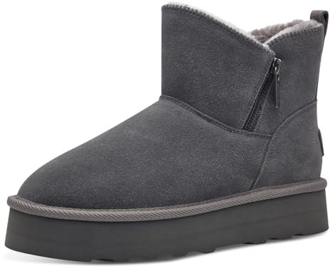 s.Oliver Damen Winterstiefel ohne Absatz aus Leder Gefüttert, Grau (Graphite), 39 EU