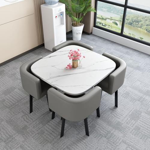Esstisch Mit 4 Stühlen Set, Esstisch Set, Besprechungstisch Mit Stühlen, Für Esszimmer Und Küche 80cm Konferenztisch Kleine Konferenzraum Tische Tisch Und Stuhl Set Sparen Platz ( Color : Style17 )