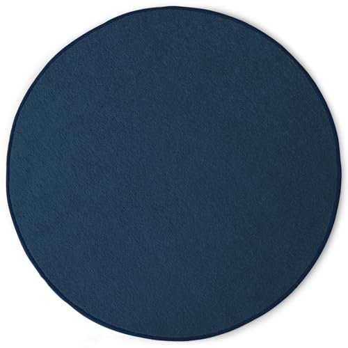 KARAT Teppich rund Ø 120cm Blau - Moderner Flauschiger Velours Kurzflor Teppich für Kinderzimmer - Spielteppich, Kinderteppich Krokodil