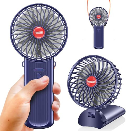 Ventilador Portátil de Mano Mini Recargable: Ventilador Silencioso Recargable por USB Ventilador Pequeño a Pilas 4 Velocidades de Escritorio Plegable Hand Fan para el Oficina Hogar Viajes y Exterior
