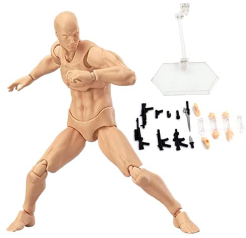 Zeichnungsfigur Modell, Actionfigur Gesten Leichtes Zeichnen Mannequin mit Standunterstützung ＆ Zubehör Zeichnung Figure Modell für Künstler skizzieren, männlich malen