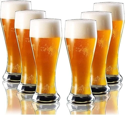 QTANZIQI Juego de 6 jarras de Cerveza de Madera Artesanal de Estilo nórdico - Vasos de Vidrio Transparente de tamaño pequeño para congelar, Ideales para Cerveza y Jugo