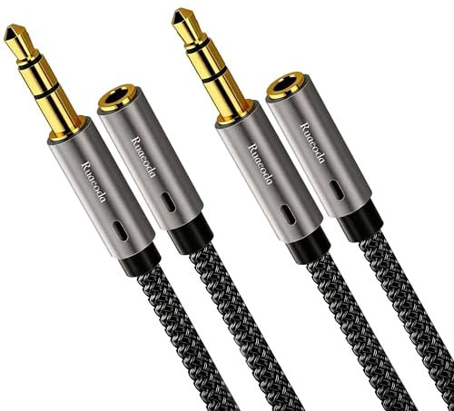 Ruaeoda 6 ft Headphone Extension Cable 2Pack - 3.5mm Male to Female Stereo Audio Extension Cable - Double Shielded Braided Long 1/8 TRS aux Cord Extender