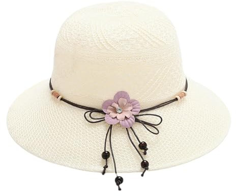 Sombrero De Paja con Flores Y Lazo De Verano para Mujer, Protector Solar para Exteriores, Sombrero De Playa Plegable