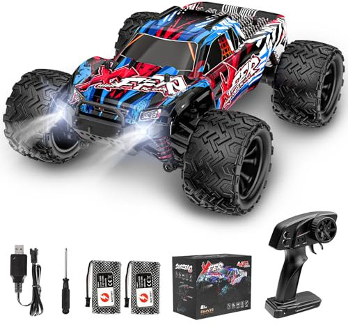 EVARY Voiture télécommandée 1:16 40 Km/h Monster Truck rc 2.4 GHz,4x4 télécommandée Tout Terrain,2 * 2000mah Batteries,Durée du Jeu 50+ Min.