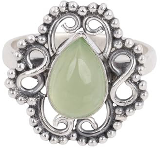 Natürlicher grüner Prehnit Ring 925 Sterling Silber Ring Handgefertigte Edelsteinringe für Frauen (8)