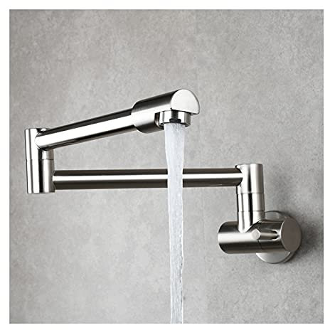 PHNOITPQ Grifo de Cocina, Grifo de llenado de ollas de latón for Montaje en Pared Grifo de Cocina de Brazo oscilante de Doble Junta, Grifo Monomando de Cocina for Montaje en Cubierta,Titanio(Brushed)