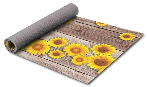 HomeLife Tapis Cuisine Devant Évier Lavable Antidérapant Made in Italy - Vinyle, Couloir Long, D'entrée Intérieur | Lavable Machine (Tournesol - 52X160)