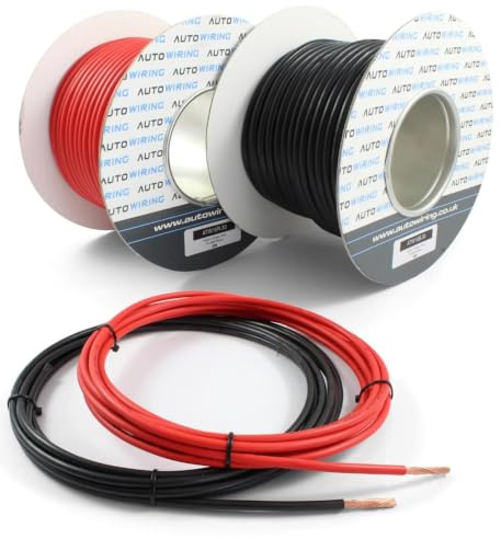 70 AMP Rated 10mm² 8 AWG Single Core Stranded Copper Cable RED BLACK 12v 24v Thin Wall Wire (5M 10M 20M 30M) (Red, 100M Roll)