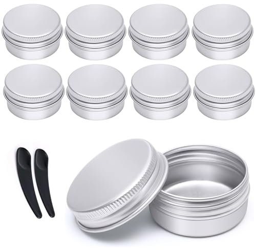 9Pcs Aluminum Tin Jars 20ml, GAUATO Travel Pots for Toiletries Sample Pots Empty Small Pot with Lids, Lip Balm Containers Round Mini Makeup Containers Travel Tubs for Lotion, Cream, Mini Candles