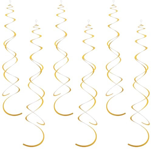 36 Stück Geburtstag Party Deko Luftschlangen Gold Hängende Spiral Wirbel Dekorationen Deckenhänger Spiral Glitzernde Deckenfolie Weihnachts Dekorationen für Geburtstag Hochzeiten Babypartys