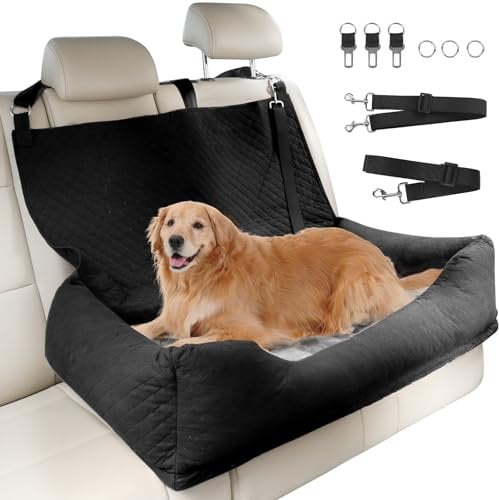 Honey Paws Hunde Autositz für mittelgroße und große Hund oder Zwei kleine Hunde, Universeller Hundesitz Auto Rückbank für Kleine/Mittelgroße Hund bis 25Kg, Rutschfester, Waschbar