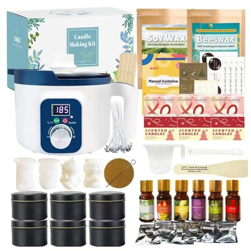 Soy Candle Making Kit with Electric Digital Wax Melter,DIY Scented Candle Making Set for Adults,kit to Make Handmade Aromatic Candles