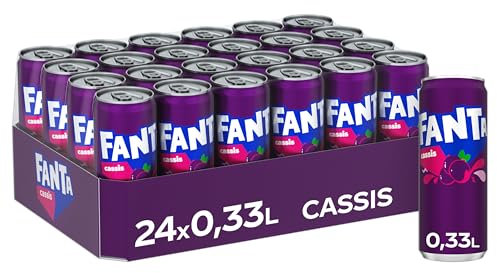 Fanta Cassis - mit intensivem Geschmack von schwarzem Johannisbeersaft - erfrischende Limonade in Einweg Dosen (24 x 330 ml)