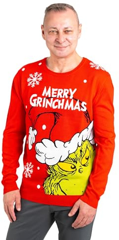 United Labels Der Grinch Winterpullover für Herren und Damen, Rot, Merry Grinchmas, Winter Strickpullover, Pullover Unisex