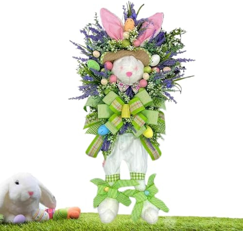 von Osterhase Osterhasen-Kranz für den Eingangsbereich - Künstliche Frühlingskranz für Osterhasen Türkranz für Eingangstüren |