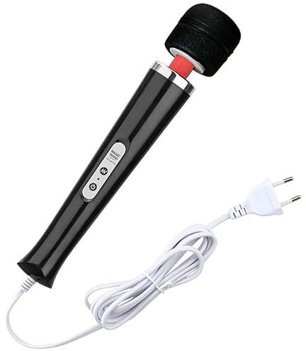 Angeer Bâton de Magic Wànd Massage Électrique 10 Vitesses | Appareil Vibrant Conforme CE pour Spa & Récupération Musculaire | Prise Directe Europe - Design Ergonomique Professionnel (Noir)