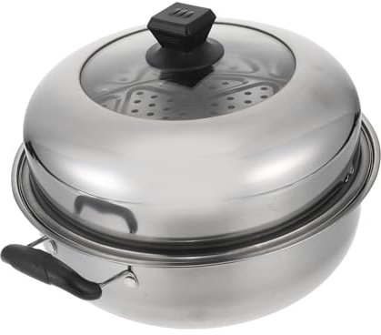 MUCKLILY Pentola per Cottura Vapore in Acciaio Inossidabile Vaporiera per Cucinare e Zuppe