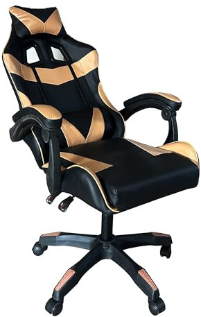 Sedia Da Gaming Ergonomica Reclinabile, Poltrona per Gamer, Sedia Da Ufficio con Cuscino Lombare e Poggiatesta (Oro Rosa e Nero)