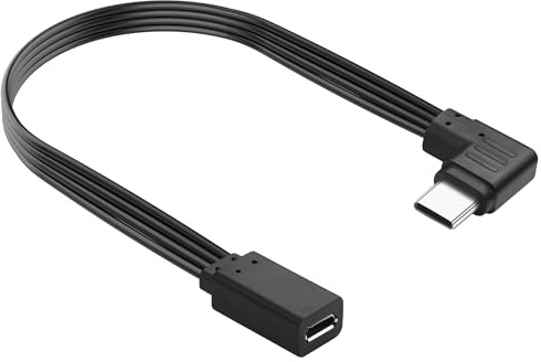 JSADZKJ Rechtwinkliges USB-C-auf-Micro-USB-Kabel,Extra Flexibles USB-C-Männlich-auf-Micro-USB-Weiblich-Kabel,90 Grad kurzes Typ-C-auf-Micro-Flachkabel für Handys,MP3-Player-1,64Ft(Links-Winkel)