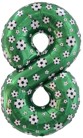 DazzJoy Fußball Geburtstagsdeko 8 Jahre Junge, Fussball Luftballon 8. Geburtstag Junge, Fußball 40 Zoll Luftballons Zahlen 8 Grün, Fussball Folienballon 8 Jahre Jungen, Ballon 8 Geburtstag Jungen