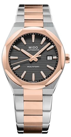MIDO Multifort 8 One Crown - Schweizer Automatikuhr für Herren - 40mm Edelstahlgehäuse mit satinierten und polierten Kanten - achteckige Lünette - Horizontale Rillenzifferblatt mit Super
