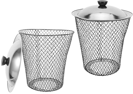 Ciieeo Lot de 2 Poubelles Métalliques avec Couvercle, Bacs à Compost Souterrains pour Jardin, Lombricomposteur Extérieur pour Déchets Organiques, Compostage Facile et Solide, Terrasse