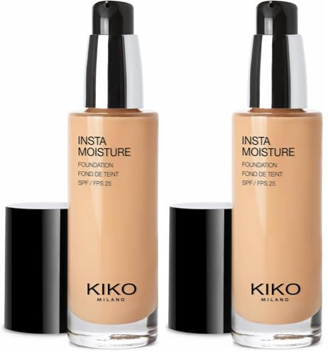 KIKO Milano Instamoisture Foundation 03-1. 5G | Perfektionierende Und Feuchtigkeitsspendende Flüssige Foundation Lsf 25 (Packung mit 2)