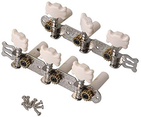 Yibuy Silver Kunststoff Griff Klassische akustische Gitarre Tuner Tuning Pegs Schlüssel links und rechts Stimmmechaniken 2 Stück