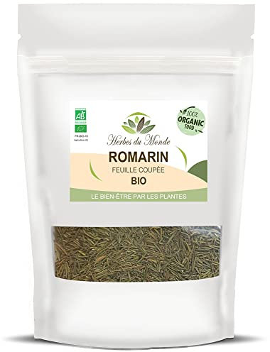 Herbes du Monde - Tisane Romarin Feuille BIO Coupée - Infusion Organic Digestive Détox/Tonifiante - Soulage Menstrue - 1 sachet de 60g Certifiée AB