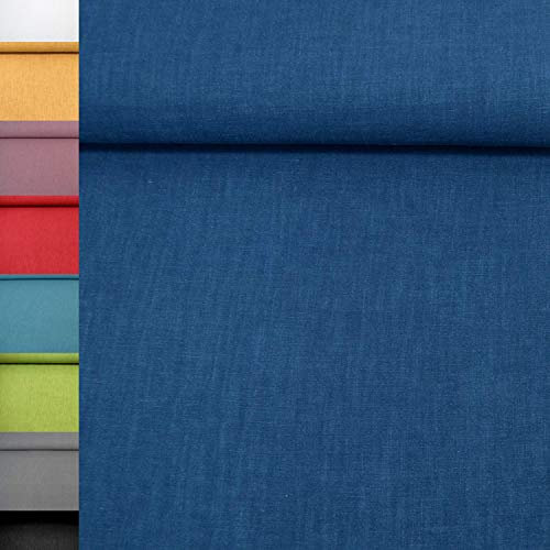 MAGAM-Stoffe Helena Bauernleinen 100% Leinen Stoff Uni Oeko-Tex Meterware 50cm (05. Jeans-Blau-Dunkel)