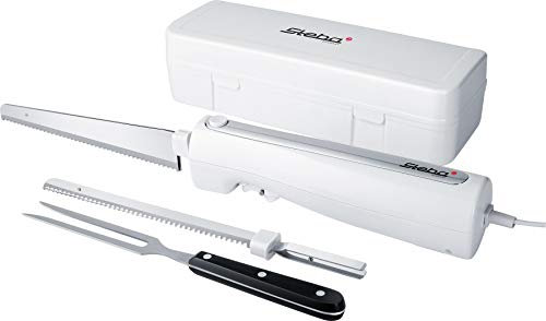 Steba Elektromesser, ergonomisches Gehäuse für eine komfortable Bedienung, inkl. Universalmesser & Brotmesser, Aufbewahrungsbox & Edelstahl- Fleischgabel, EM 3