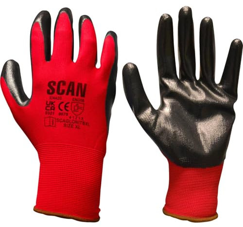 Scan SCAGLONITBM Guantes de punto recubiertos de nitrilo - Rojo 13G - Talla 8