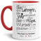 Tassendruck Lehrer-Tasse mit Spruch Eine Lehrerin, die wir nie vergessen - Klasse/Personalisiert/Individuell/Anpassbar/Schule/Geschenk-Idee/Danke/Abschied/Innen & Henkel Rot