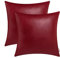 Brawarm Kissenbezüge aus Kunstleder, Leder-Kissenbezüge, einfarbig, für Couch, Bett, Sofa, Garten, Zuhause, dekorativ, Dunkelrot, 55,9 x 55,9 cm, 2 Stück