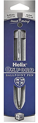 Helix Oxford Premium Ballpoint Pen (Stainless Steel) with Plastic Free Packaging, 209814