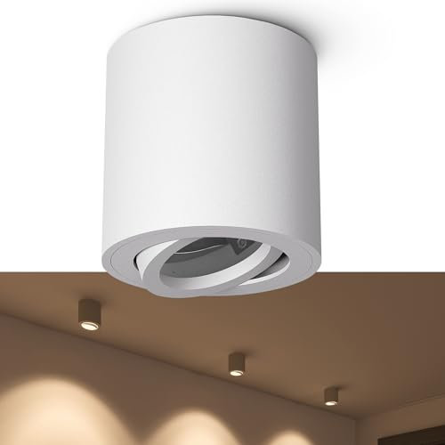 linovum CORI Aufbaustrahler schwenkbar in matt weiß & rund - Deckenleuchte Aufputz Ø 80 mm geeignet für GU10 & LED Module