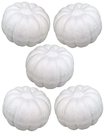 5 kleine Kürbisse aus Styropor, Maße: 4 x 4,5 cm, Gemüse-Stift zum Dekorieren und Personalisieren für Halloween