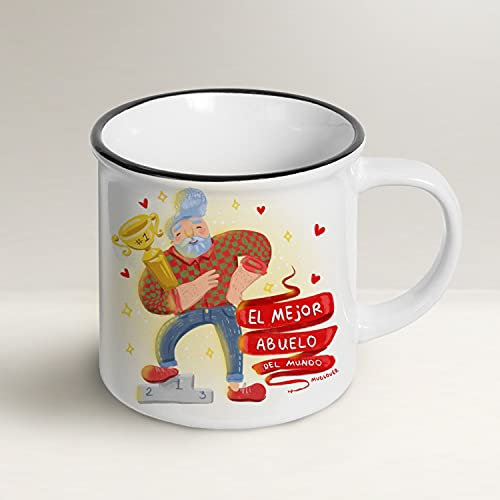 Mug Lover - El mejor Abuelo del Mundo - (ESPAÑOL) - Idea regalo taza, tarjeta de felicitación con sobre y bolsita de organza