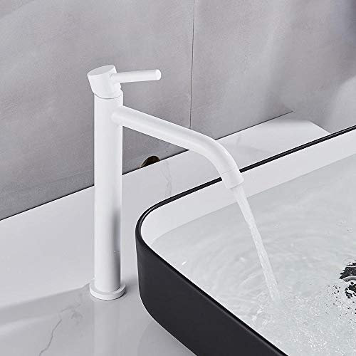 Grifo Negro / Oro cepillado sola manija del grifo del lavabo del montaje Cubierta caliente y fría bajo presión baño grifo de lavabo del acondicionador de aire-White Grifería ( Color : White )