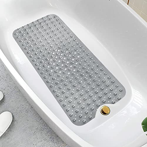 Bath Mat Non Slip Anti Mould - 100 x 40 centimetre Rubber Bath Mats Non Slip with Suction Cups & Drain Holes