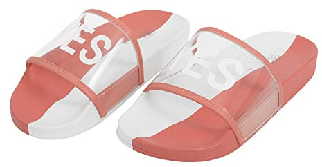 PERLETTI Ciabatte Donna Estive Fascia Singola Trasparente con Stampa - Sandali Donna per Piscina Spiaggia Casa - Ciabattine Ragazza Gomma Sportive Comode Leggere ed Ergonomiche (Bianco Rosa, 37 EU)