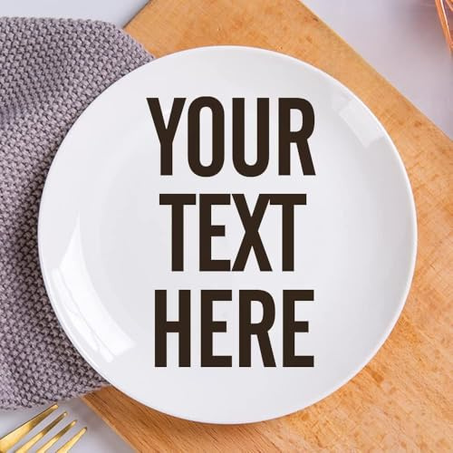 Smile lab Personalised Ceramic Dinner Plates Custom Photo, Picture, Text, Logo -White Round 10inch, Kitchen Microwave & Dishwasher Safe, Thanksgiving Holiday Christmas Party Upscale Dinnerware Plates