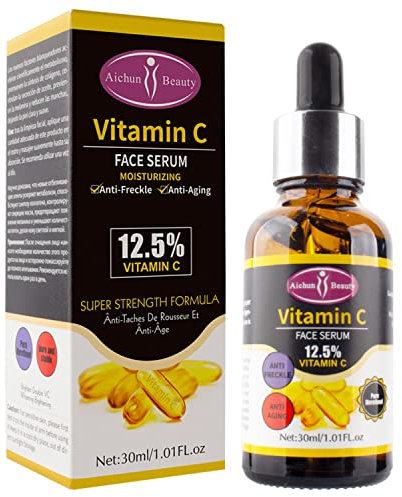 AICHUN BEAUTY 12,5 % Vitamin C Gesichtsserum, feuchtigkeitsspendend, Anti-Freckle, Anti-Aging, 30 ml