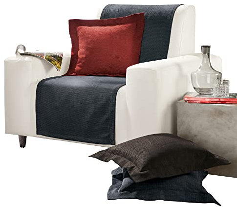 Erwin Müller Sofaüberwurf, Sofaläufer, Sesselschoner, Sofaschonbezug anthrazit/schwarz Größe 50x200 cm - samtiges Gewebe, mit Kuvertsaum - (weitere Farben, Größen)