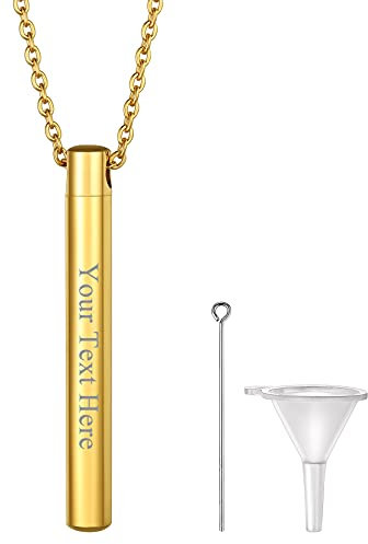 Richsteel Gold Ashes Jewellery Memory Cremation Necklace For Ashes Adult Personalised Ash Urn Column Pendant For Women Men